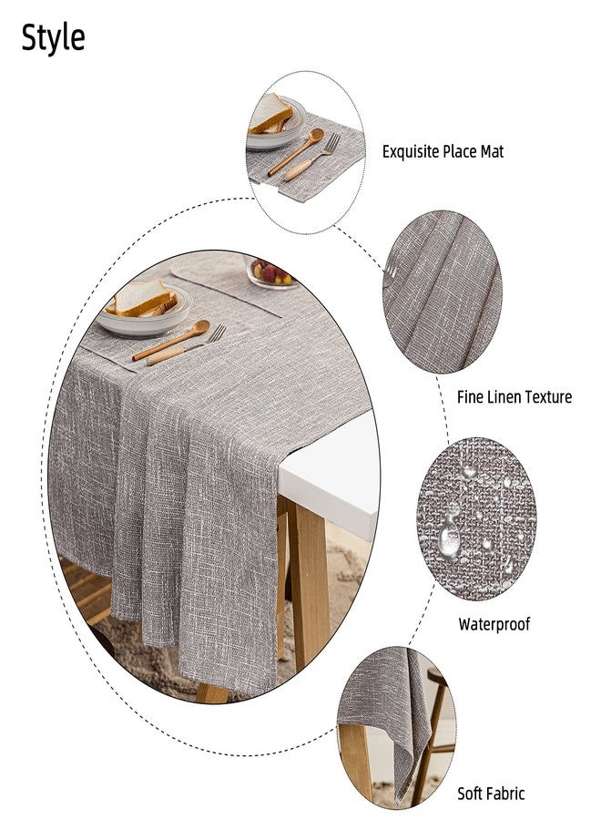 JSFLY Waterproof Cotton Linen Tablecloths Square Dining Table Cloth, Wipe Clean Indoor & Outdoor Table Cover for Buffet Party and Banquets, Wrinkle Resistant（54"x54"） Gray Coffee - Image 5